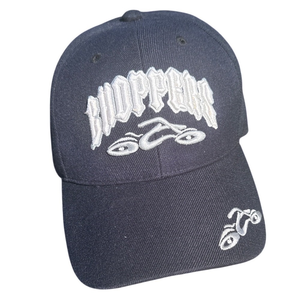 Choppers Motorcycle Hat Black Embroidered Biker Cap Adjustable Strapback